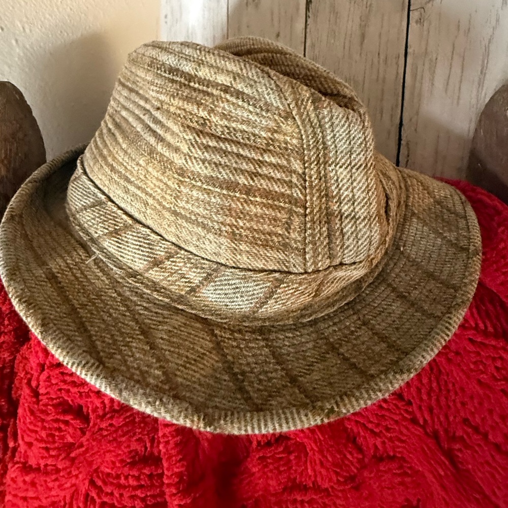 Vintage Dobbs Fifth Avenue New York Fedora Hat Tweed Wool Plaid Brown Mens 7
